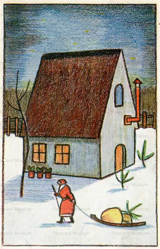 wr525-クリスマス 橇を引く サンタクロース　